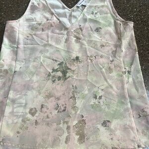 Nordstrom Abstract Pastel V Neck Tank Top Size XS Layer Lagenlook Career
